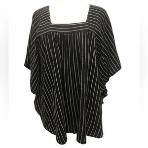 World Market Women’s B&W Striped Cotton Popover Top